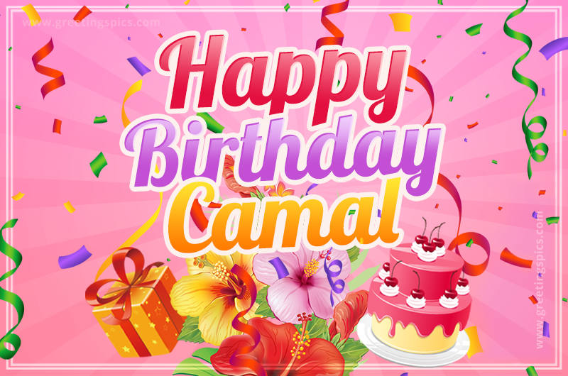 Beautiful Birthday Card for Camal with pink background