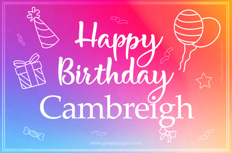 Colorful Happy Birthday Card For Cambreigh