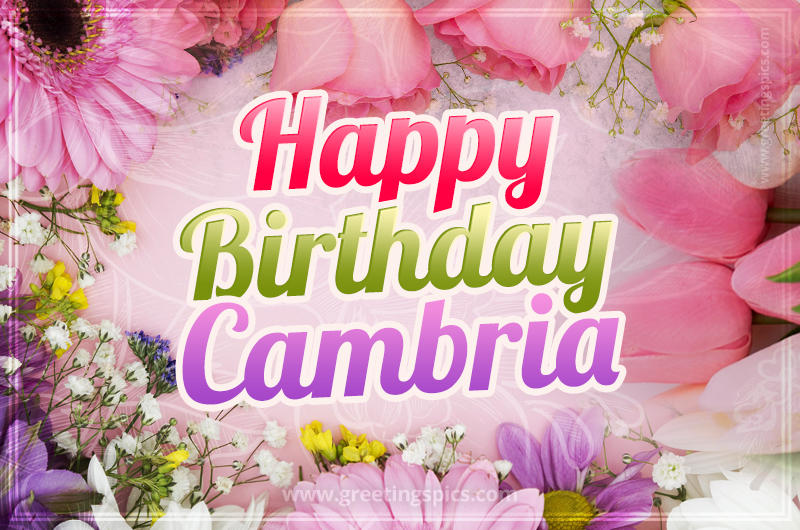 Happy Birthday Cambria Picture with beautiful flowers