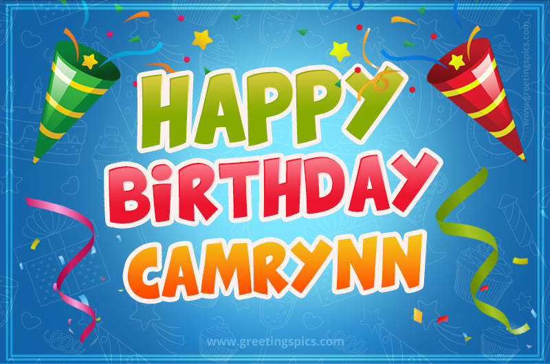 Happy Birthday Camrynn picture with confetti and party poppers