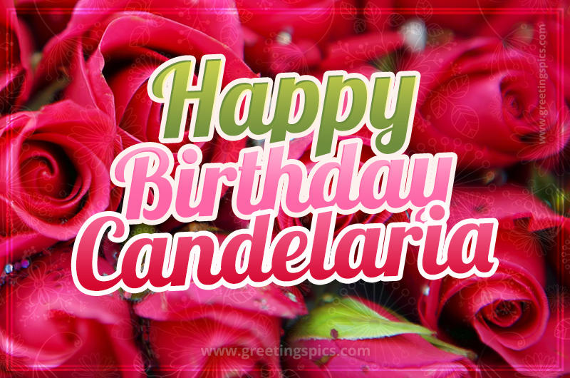 Happy Birthday Candelaria beautiful Image with red roses