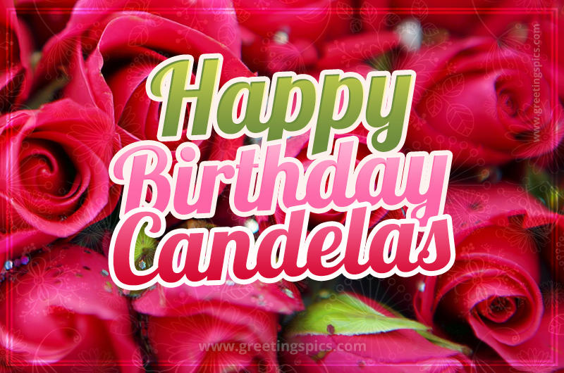 Happy Birthday Candelas beautiful Image with red roses