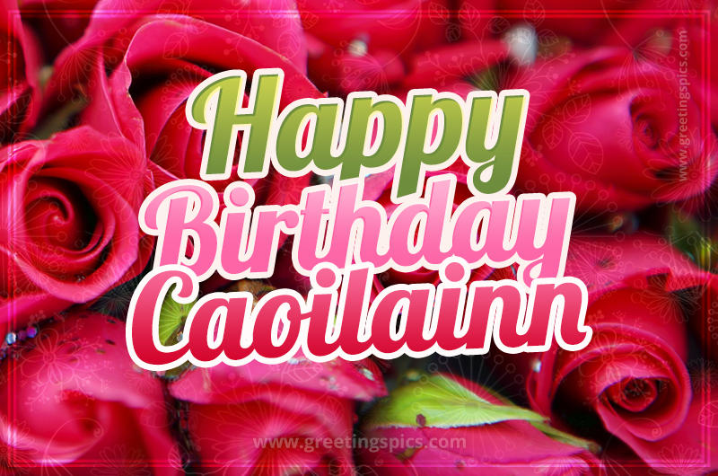 Happy Birthday Caoilainn beautiful Image with red roses