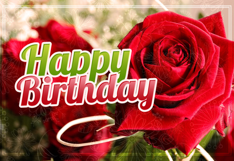 Happy birthday image with beautiful red rose