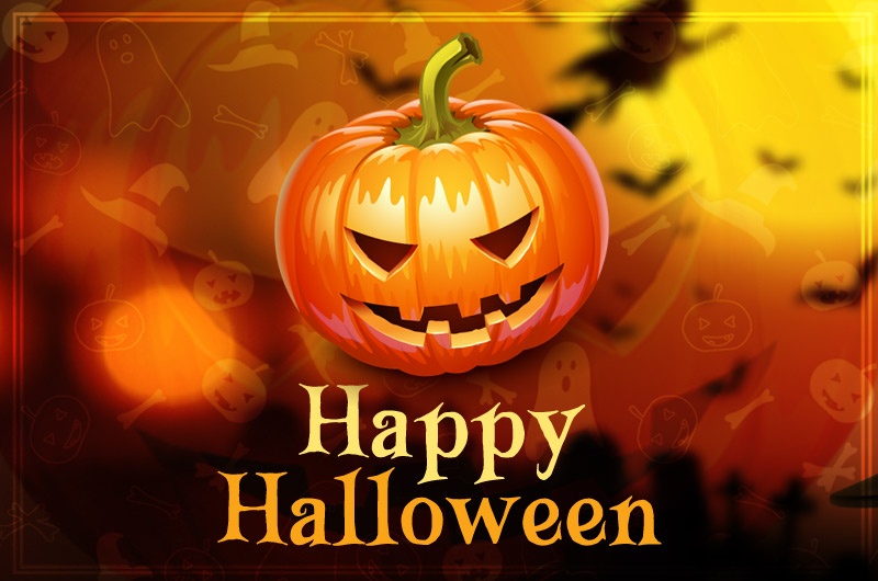 Happy Halloween Image with cartoon Jack-o'-lantern