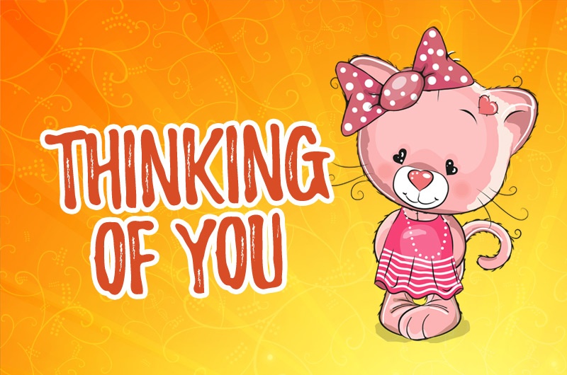 Thinking of You image with nice cartoon kitten