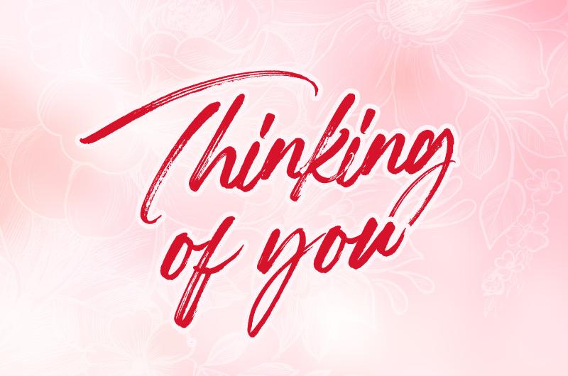 Thinking of You Image with beautiful pink background