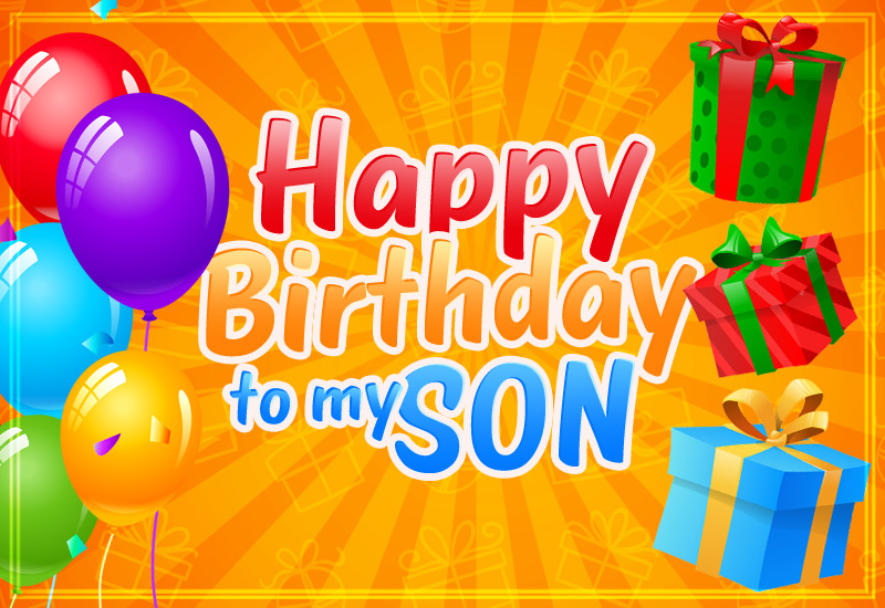 Happy Birthday Son Picture with orange background