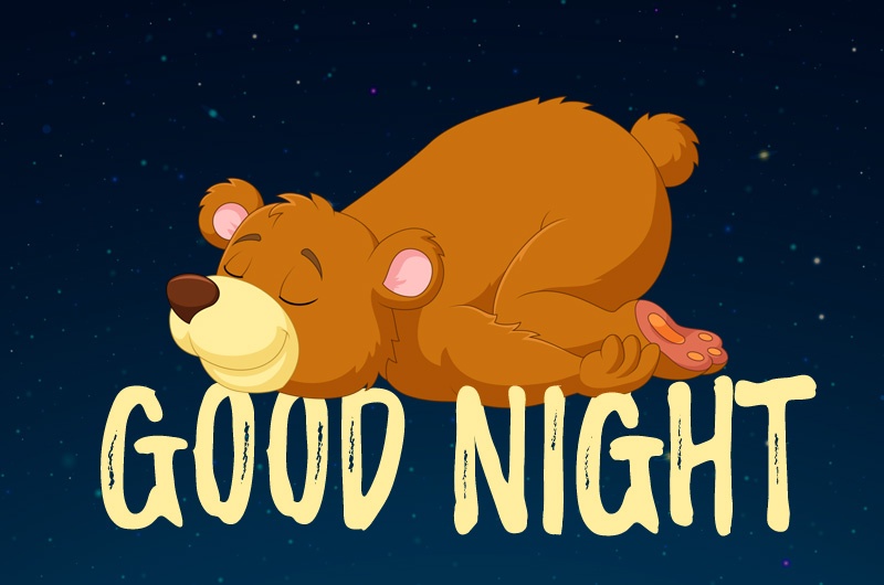 Good Night funny Image with sleeping cartoon bear