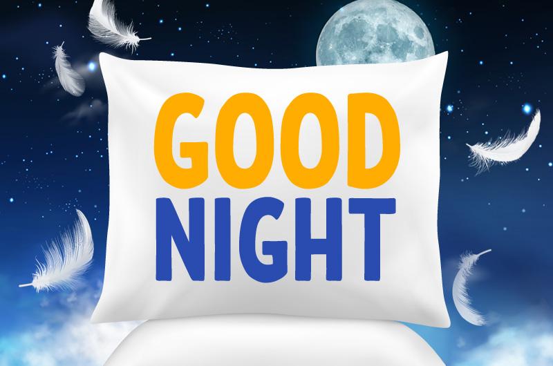 Good Night Image picture with a pillow on the background of the night sky