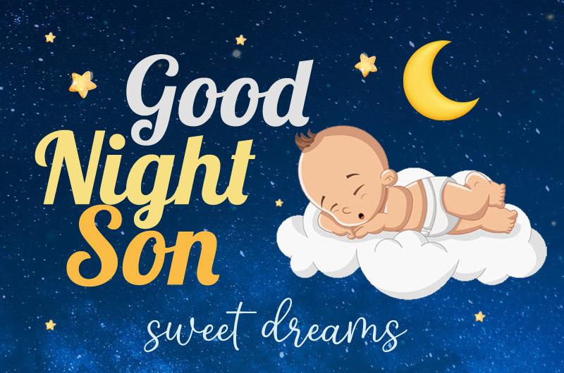 Good Night Son image with baby sleeping on cloud