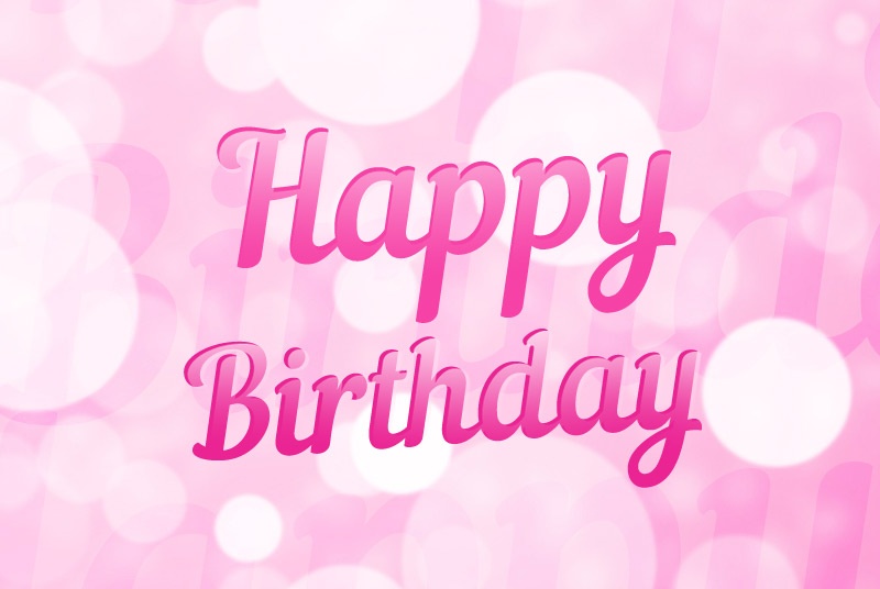 Happy Birthday, image with pink bokeh background