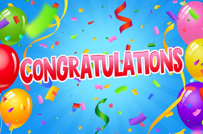 Congratulations Image with colorful confetti on the blue background