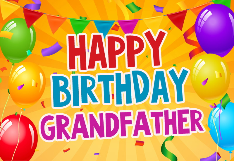 Happy Birthday Grandpa colorful Image with balloons on the orange background