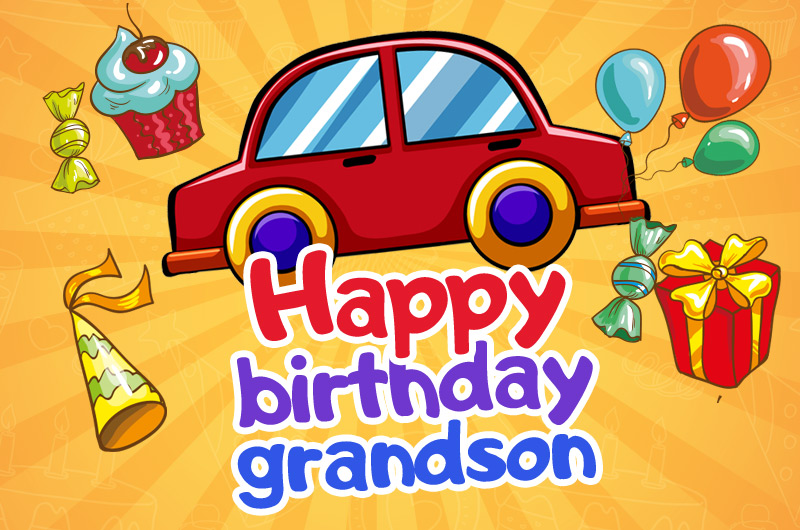 Happy Birthday Grandson image with cartoon car