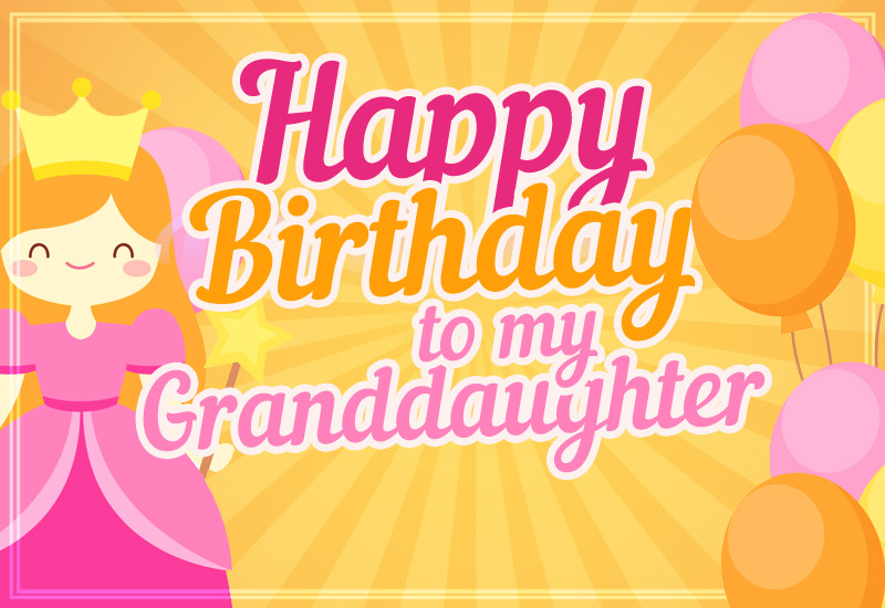 Happy Birthday Granddaughter Image with cartoon princess