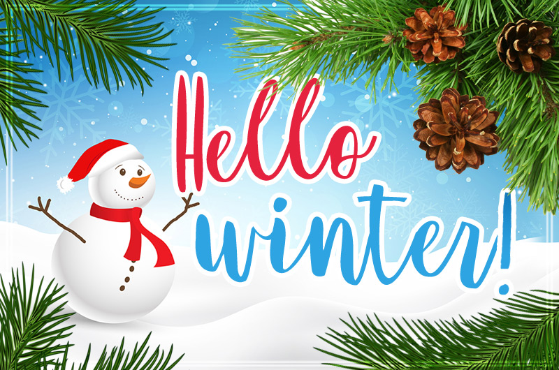 Hello Winter Image with funny snowman