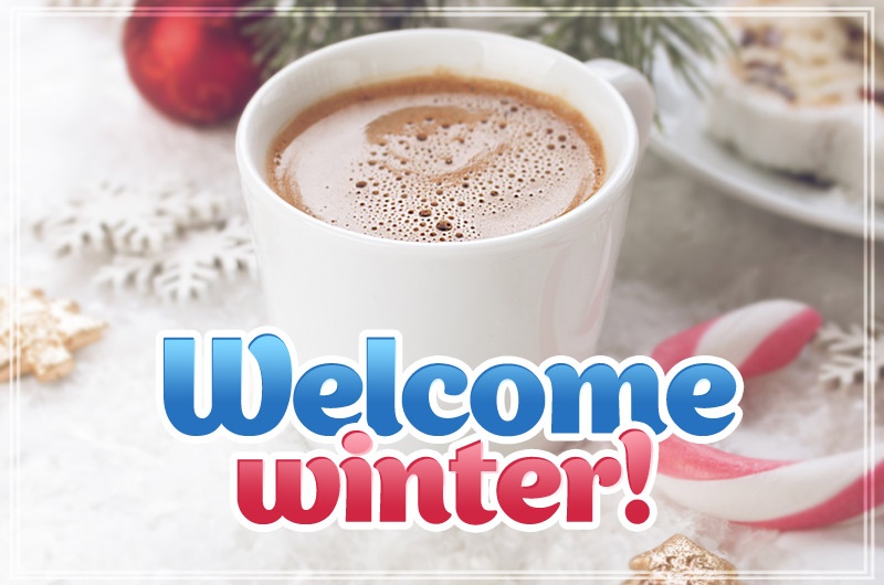 Welcome Winter Image with cup of coffee