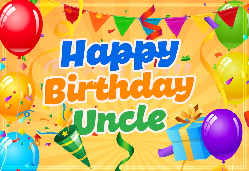Happy Birthday Uncle, beautiful greeting card with yellow background and confetti
