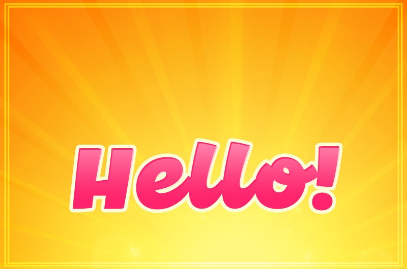 Hello Image with bright orange background