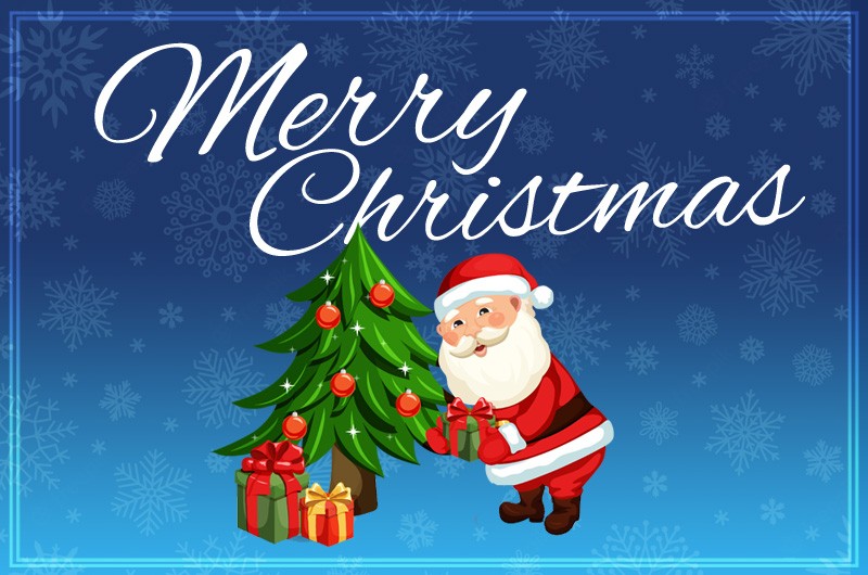 Merry Christmas image with funny Santa