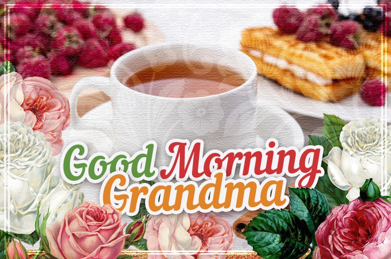 Good Morning Grandma image with breakfast photo