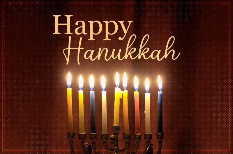 Happy Hanukkah card with Menorah photo