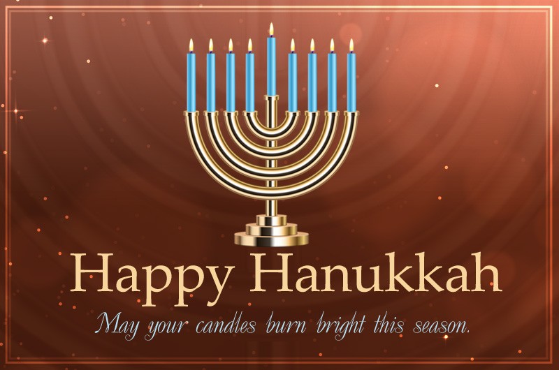 Happy Hanukkah image with beautiful candlestick