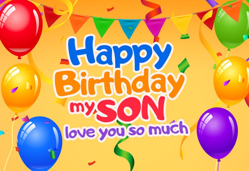 Happy Birthday my Son Image with colorful balloons