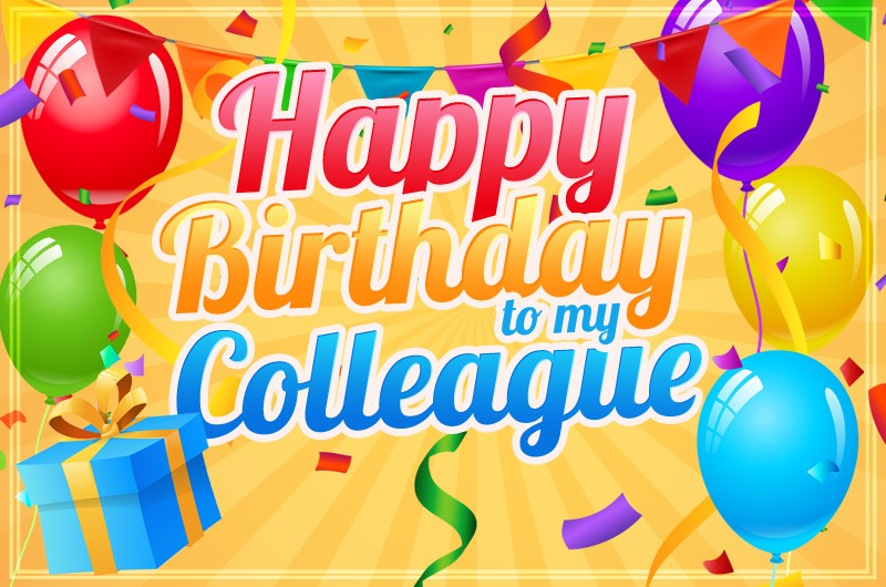 Happy birthday image For Colleague with colorful balloons