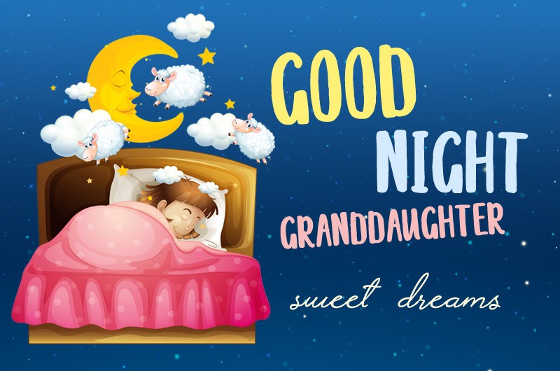 Good Night Granddaughter image with cute girl sleeping in bed