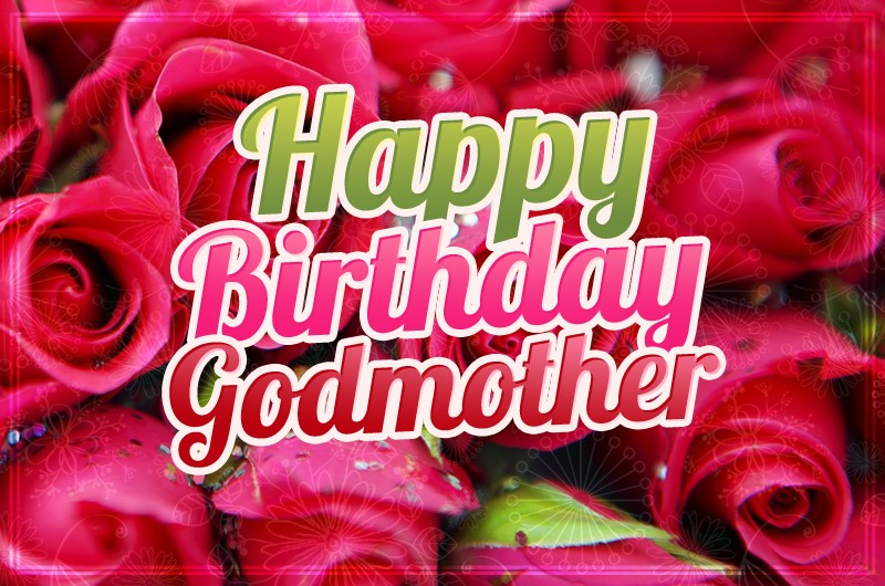 Happy Birthday Godmother image with red roses