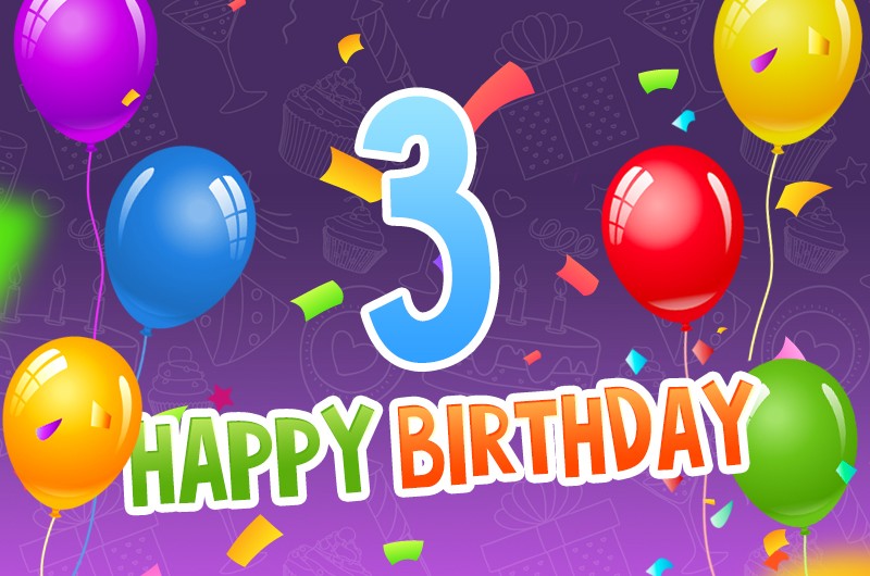 Happy 3rd Birthday Image with colorful balloons