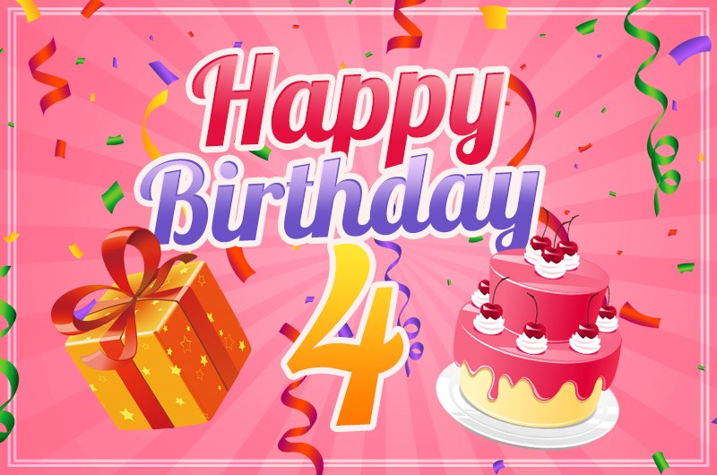 Happy 4th Birthday Image with pink background