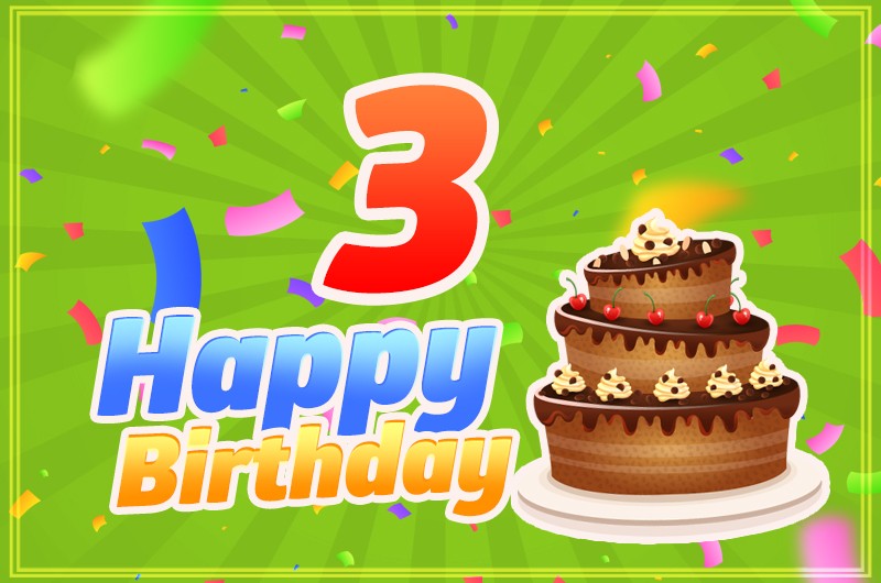 Happy 3rd Birthday Image with cartoon chocolate cake