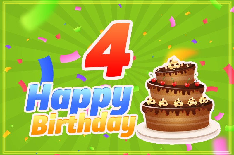 Happy 2nd Birthday Image with cartoon chocolate cake