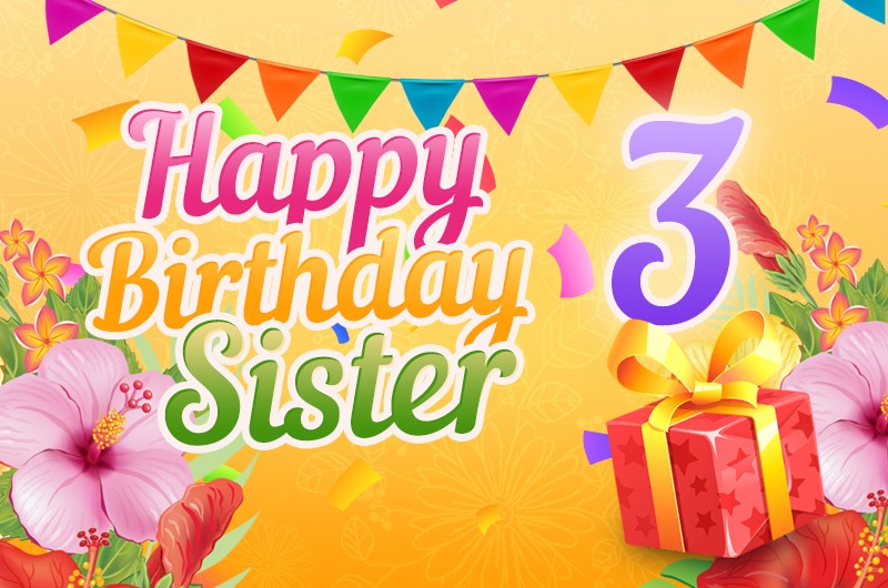 Happy 3rd Birthday Sister Image with beautiful purple number