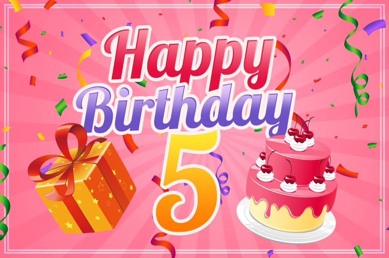 Happy 5th Birthday Image with pink background