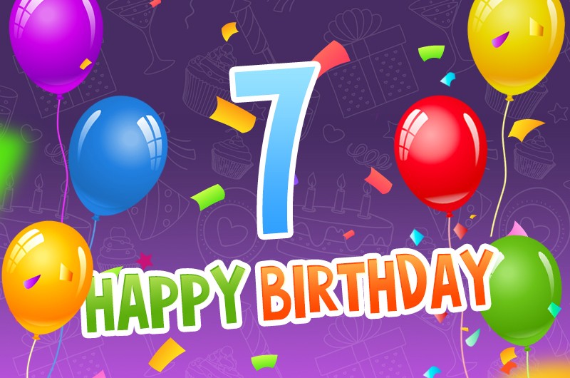 Happy 7th Birthday Image with colorful balloons