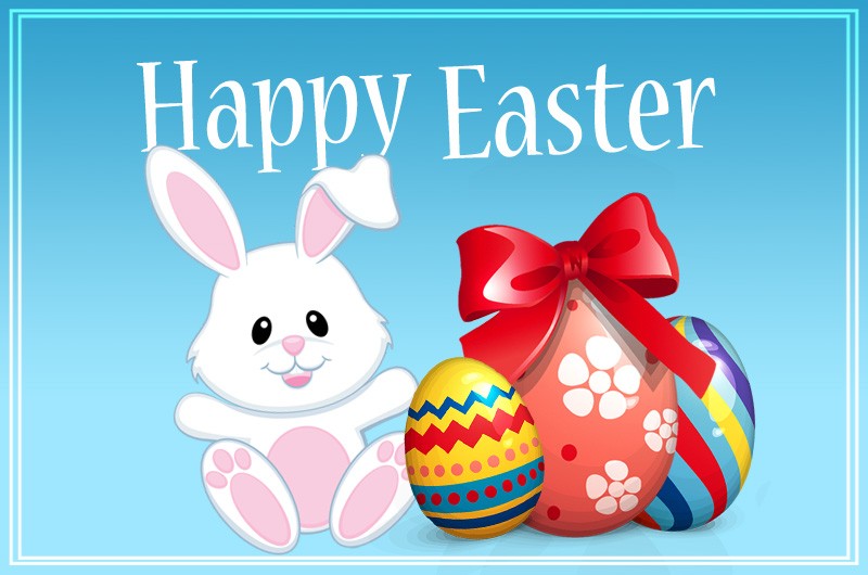 Happy Easter Greeting Card with cute rabbit