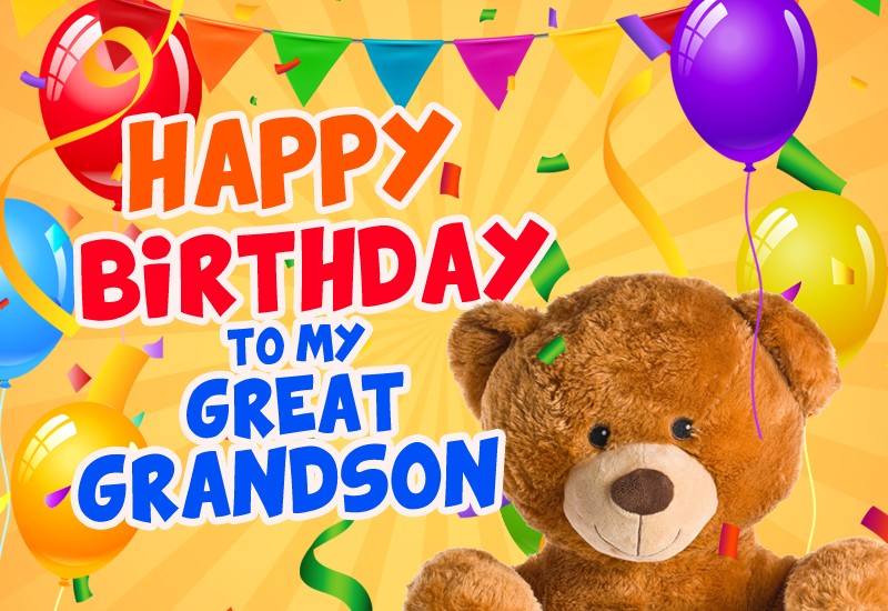 Happy Birthday Great Grandson Image with teddy bear