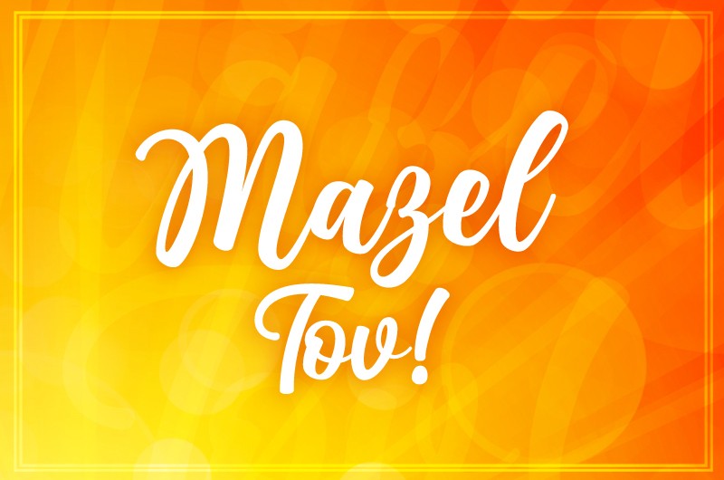 Mazel Tov Image with bright orange background