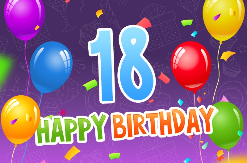 Happy 18th Birthday Image with colorful balloons