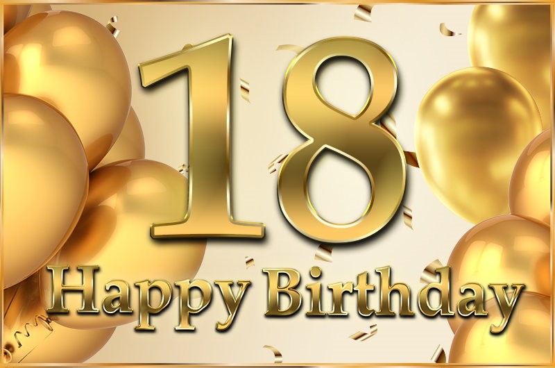 Happy 18th Birthday Image with golden number