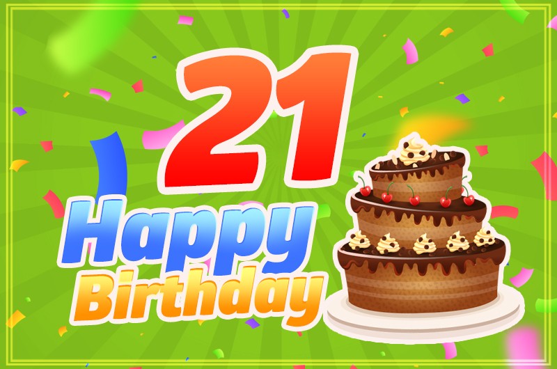 Happy 21st Birthday Image with cartoon cake