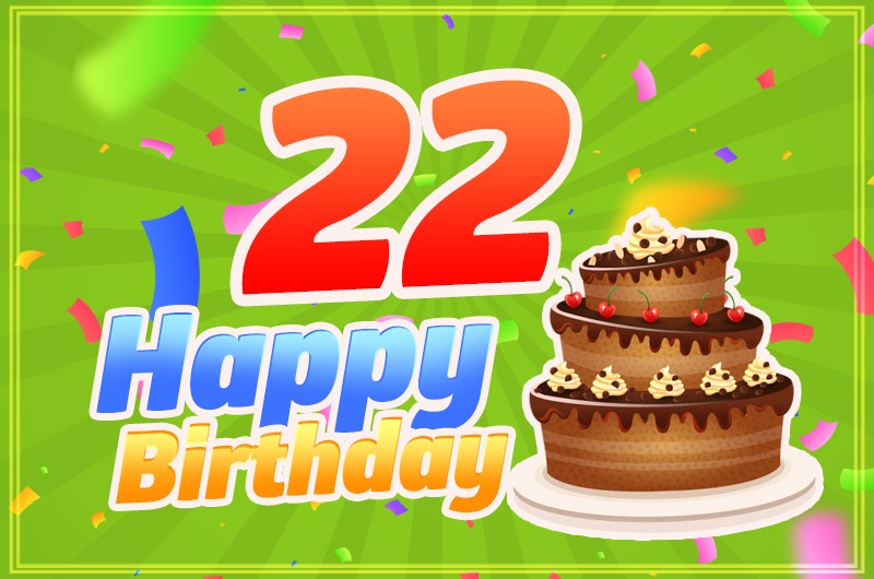 Happy 22nd Birthday Image with cartoon cake