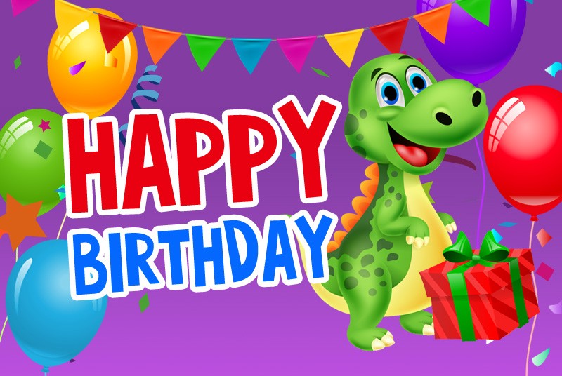 Happy Birthday image with dinosaur