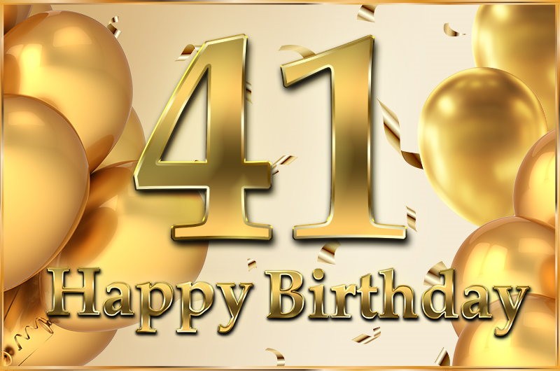 Happy 41st Birthday Image with golden number