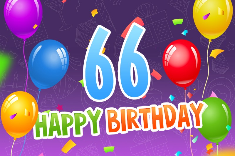 Happy 66th Birthday picture with colorful balloons