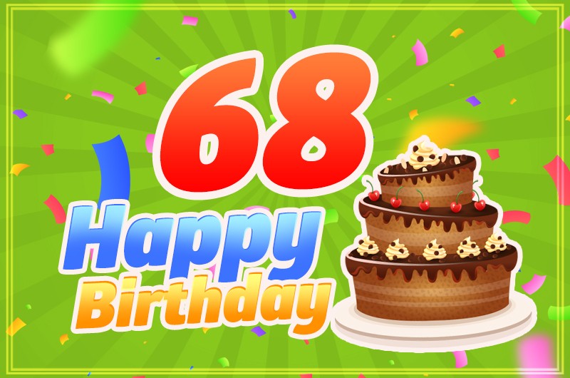 Happy 68th Birthday Greeting Card with cartoon chocolate cake